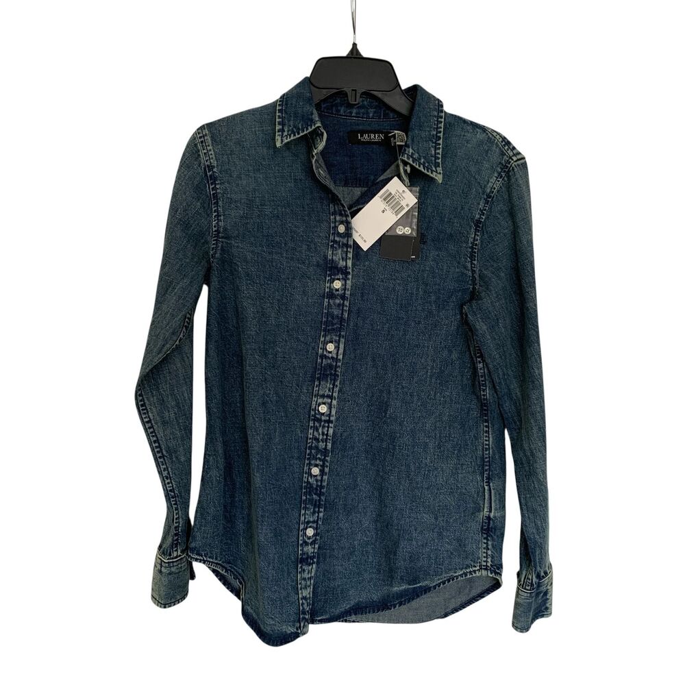 Lauren Ralph Lauren women’s NWT denim jean long sleeve button shirt size S & L